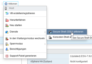 SSH auf dem ESXi-Host aktivieren